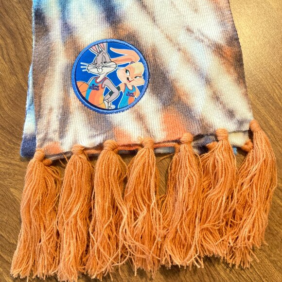 Warner Bros Space Jam a New Legacy Tie Dye Scarf with Orange Fringe - Picture 4 of 4